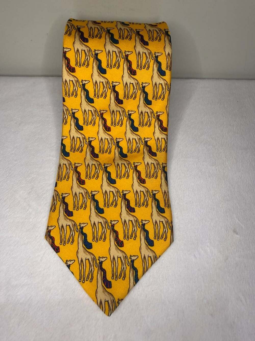 Brooks Brothers Makers Yellow Silk Tie with Giraffe Print